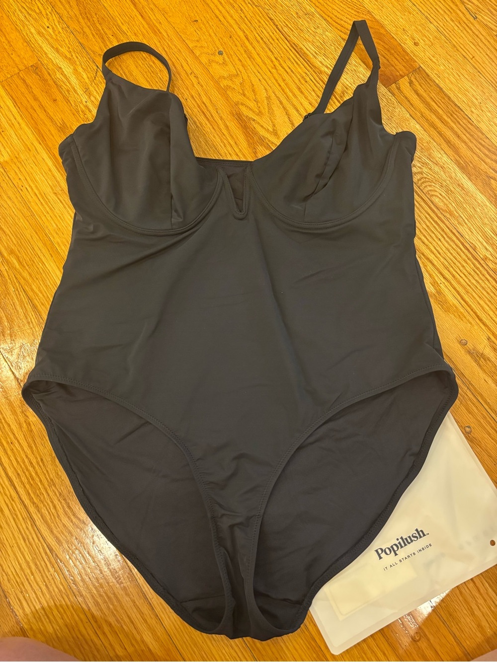 Popilush Black One-Piece Swimsuit with Underwire Support